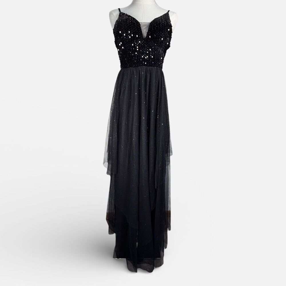 Giffniseti Maxi Dress Women Sequin Tulle Formal Evening Black M NWT